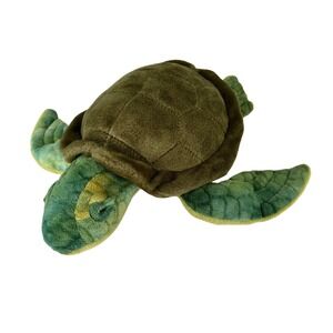 Plush Sea Turtle Green Brown Stuffed Animal Toy Carlisle Co.